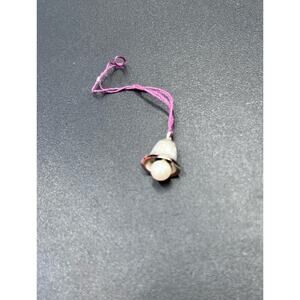 Vintage 14k White Gold Hanging‎ Christmas Nautical With White Pearl Bell Pendant